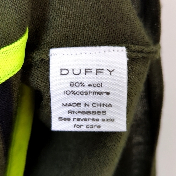 Duffy Lightweight Wool & Cashmere Striped Knit Flared Slit Hem Sweater Green XS - Picture 5 of 11